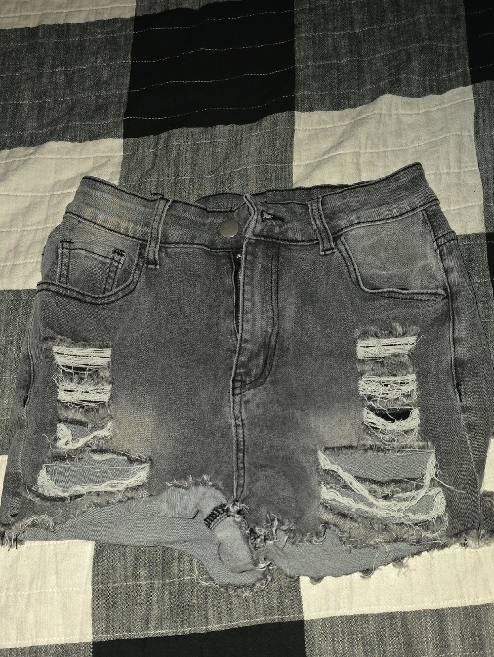 SHEIN Distressed Gray Denim Jean Shorts
